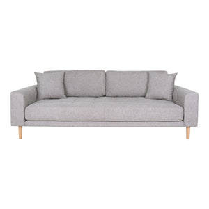 Lido 3 person sofa - 3 person sofa, light gray with two pillows and nature wooden legs, HN1040