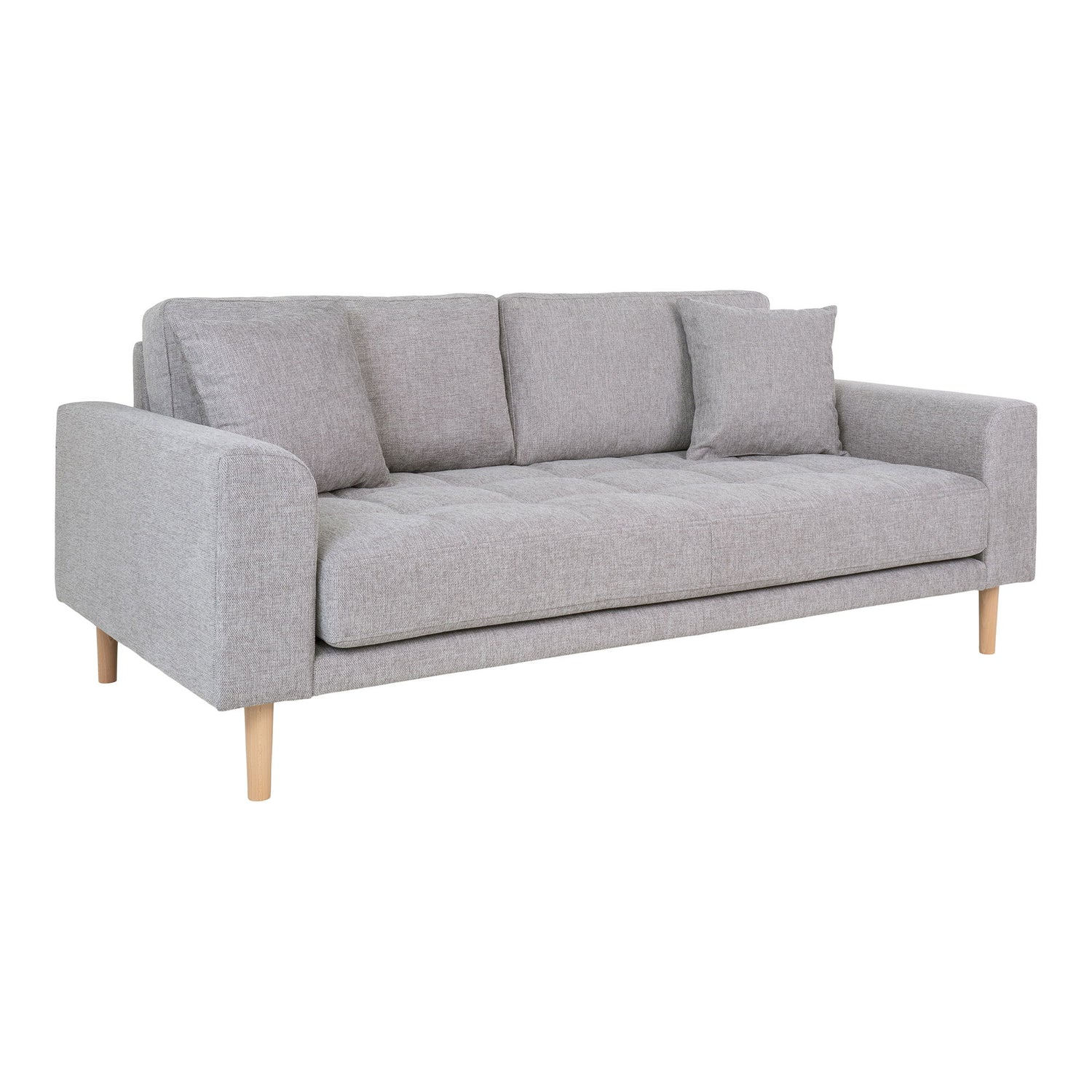 Lido 2.5 -person sofa - 2.5 person sofa, light gray with two pillows and nature wooden legs, HN1040