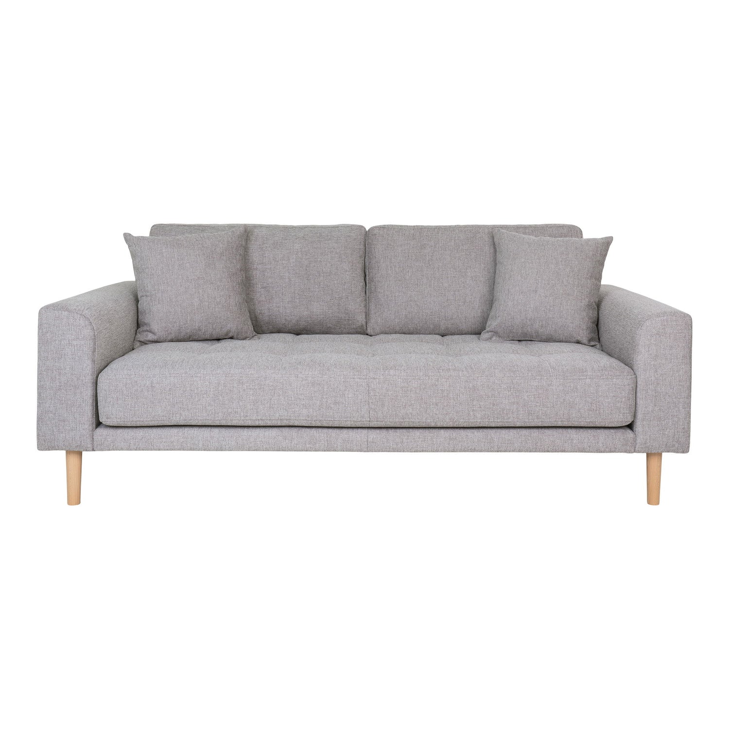 Lido 2.5 -person sofa - 2.5 person sofa, light gray with two pillows and nature wooden legs, HN1040