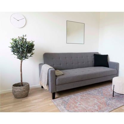 Milton sofa bed - sofa bed in fabric with storage, dark gray with nature legs