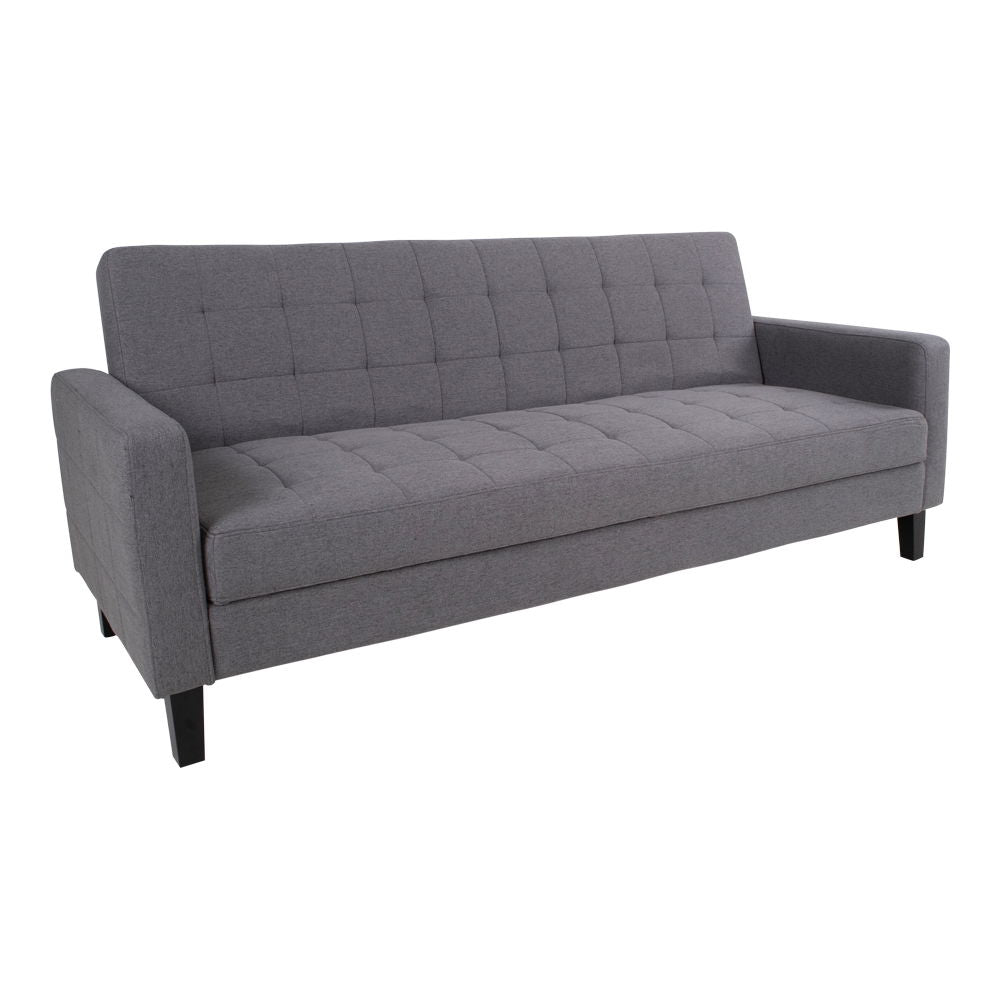 Milton sofa bed - sofa bed in fabric with storage, dark gray with nature legs