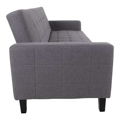 Milton sofa bed - sofa bed in fabric with storage, dark gray with nature legs