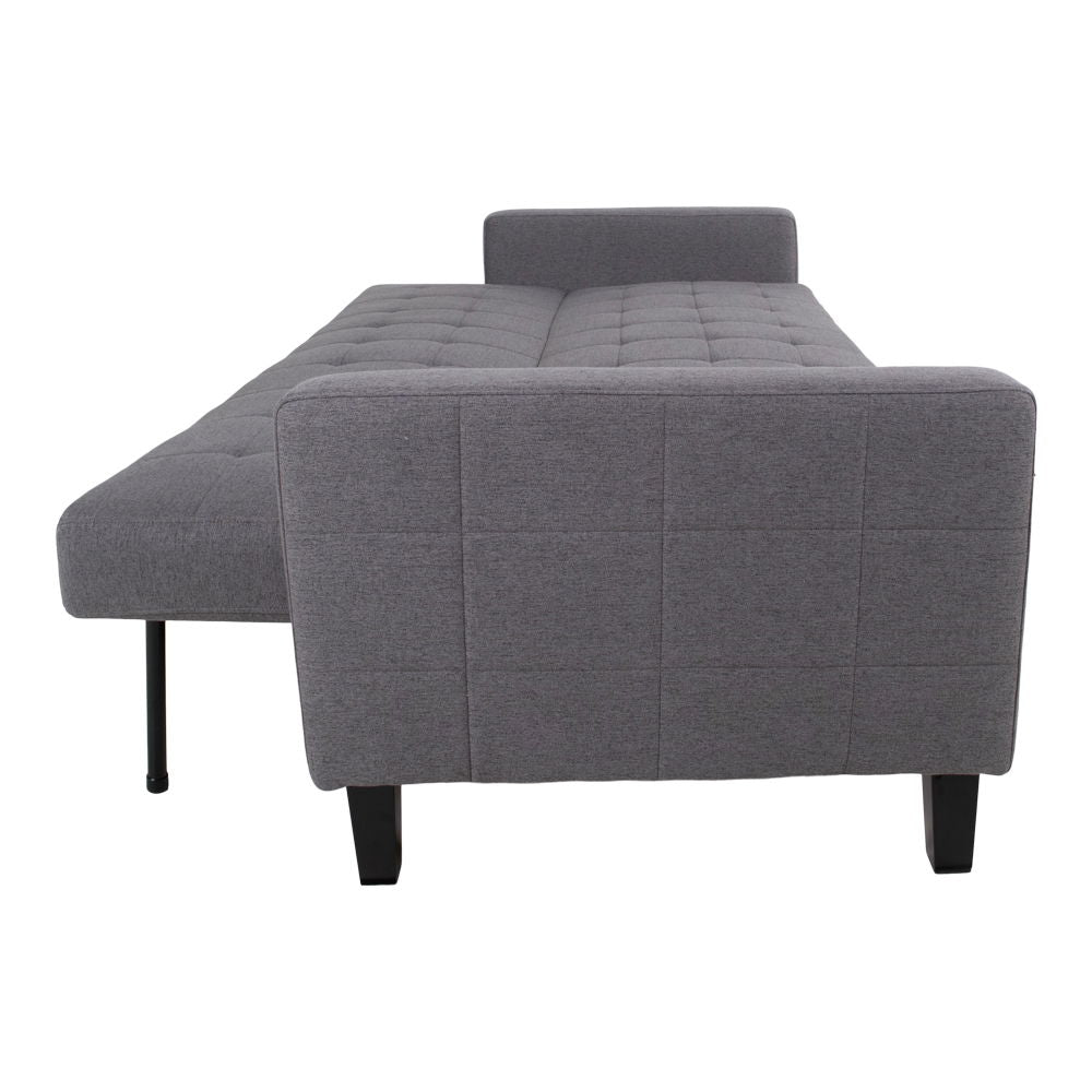 Milton sofa bed - sofa bed in fabric with storage, dark gray with nature legs