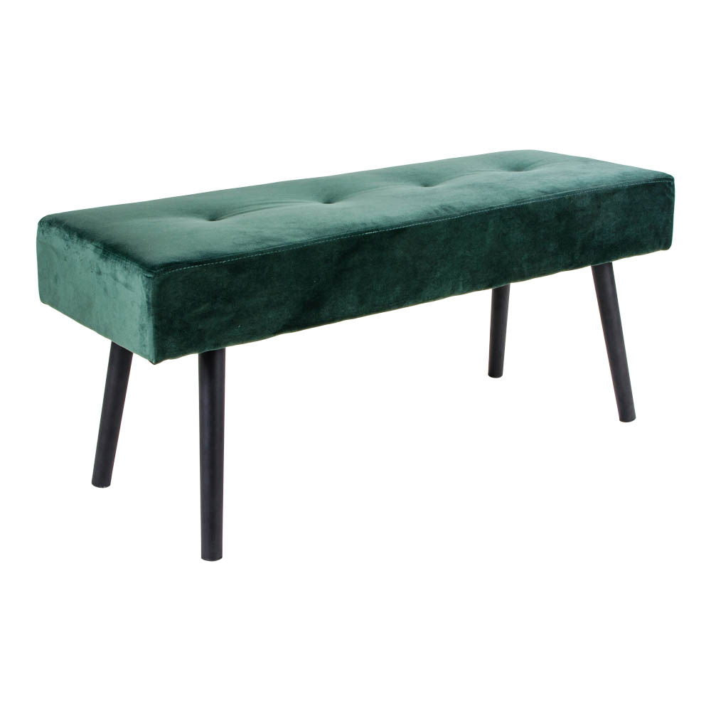 Skiing bench - bench in velor, dark green with black legs, HN1206, 100x35x44 cm