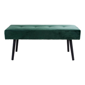 Skiing bench - bench in velor, dark green with black legs, HN1206, 100x35x44 cm