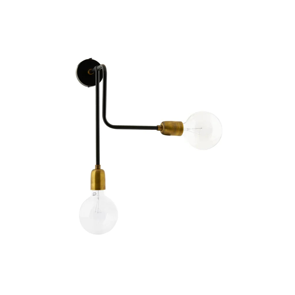 House Doctor - Wall lamp, Molecular, Black/Brass - L: 30 cm, W: 18 cm