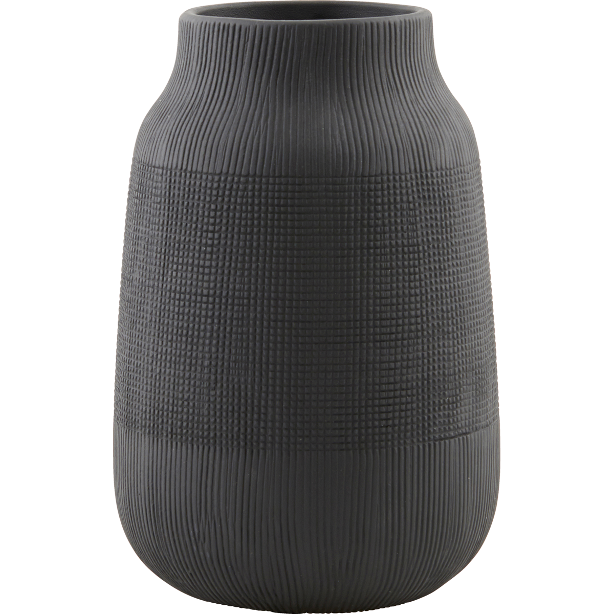 House Doctor - Vase, Groove, Black - H: 22 cm, DIA: 15 cm