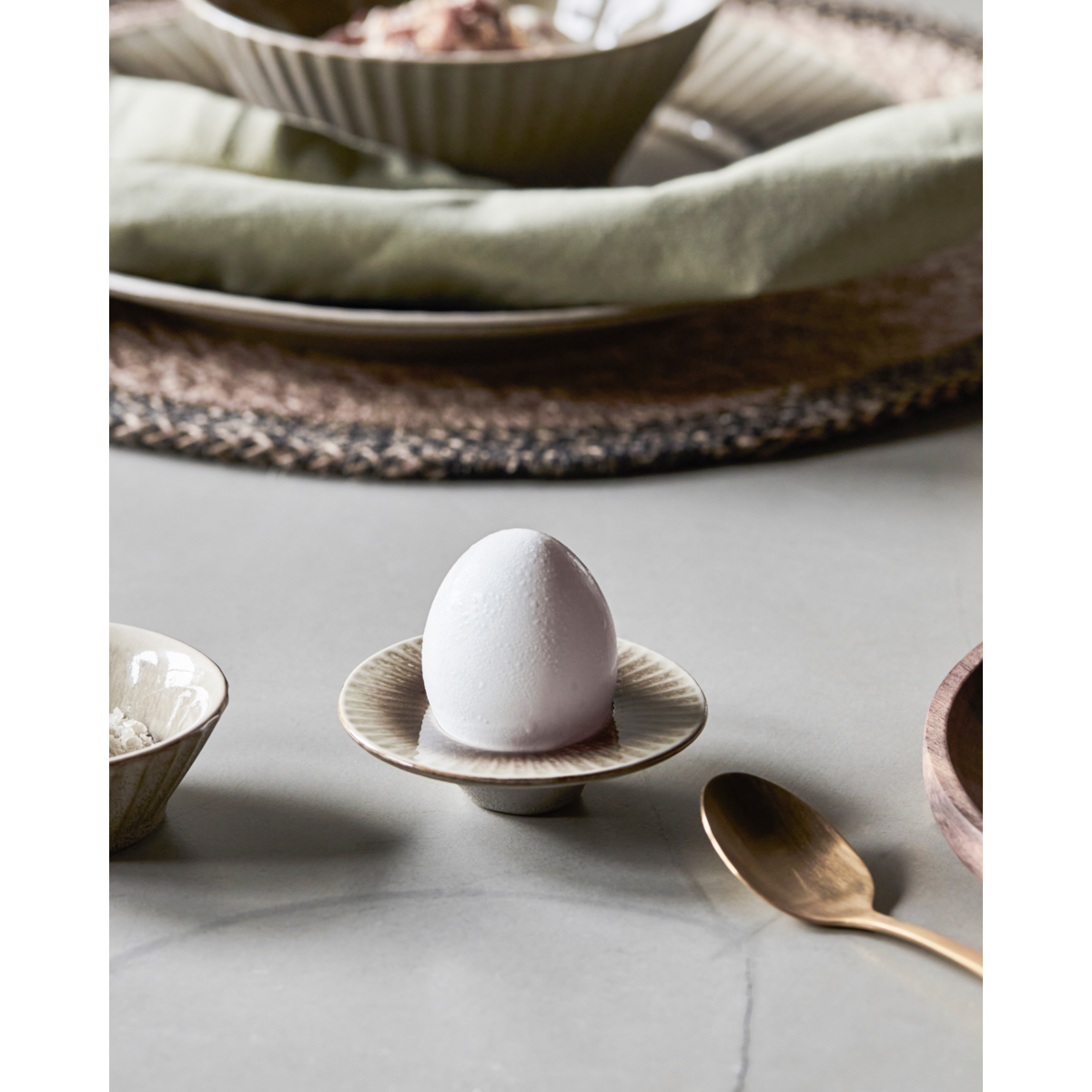 Egg cup, hdpleat, gray/brown