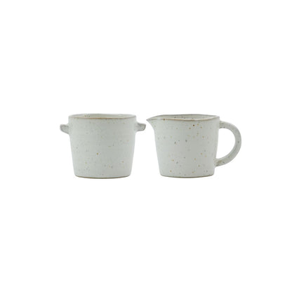 Milk jug and sugar bowl, hdpion, gray/white