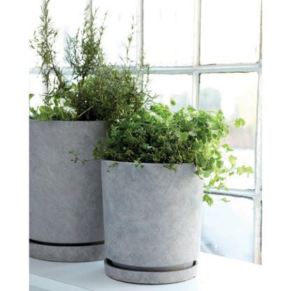 House Doctor herb pot with saucer, hook, light gray-s :, h: 45 cm, dia: 40 cm, l :, h: 55 cm, dia: 50 cm