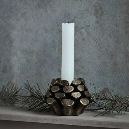 Candlestick, Hdpine Cone, Antik Brass Finish