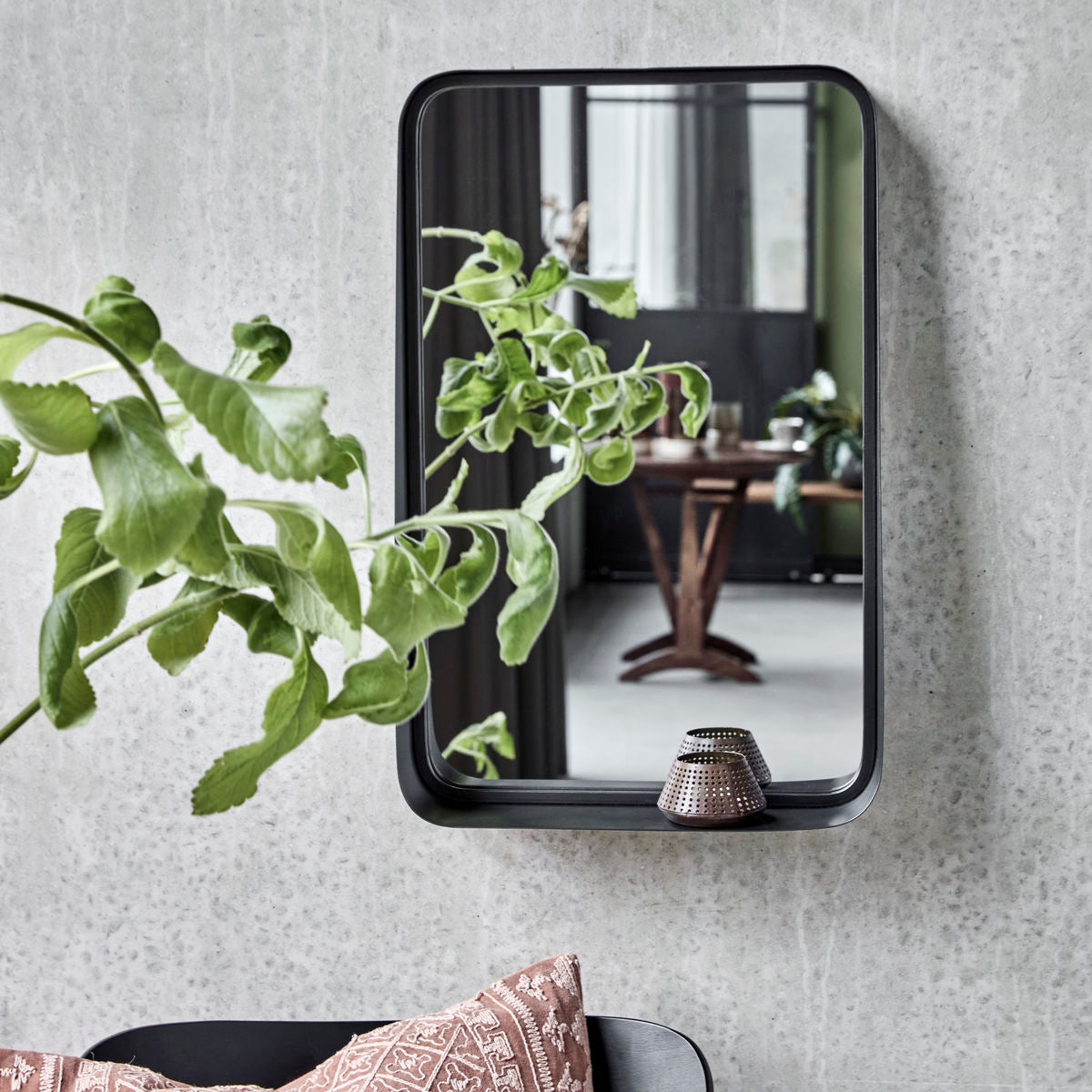 Mirror with frame, hdpejo, black antique