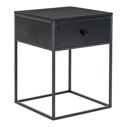 Vita Corner Table - Corner Table, 1 Drawer, Black with Black Frame 40x40x55 cm