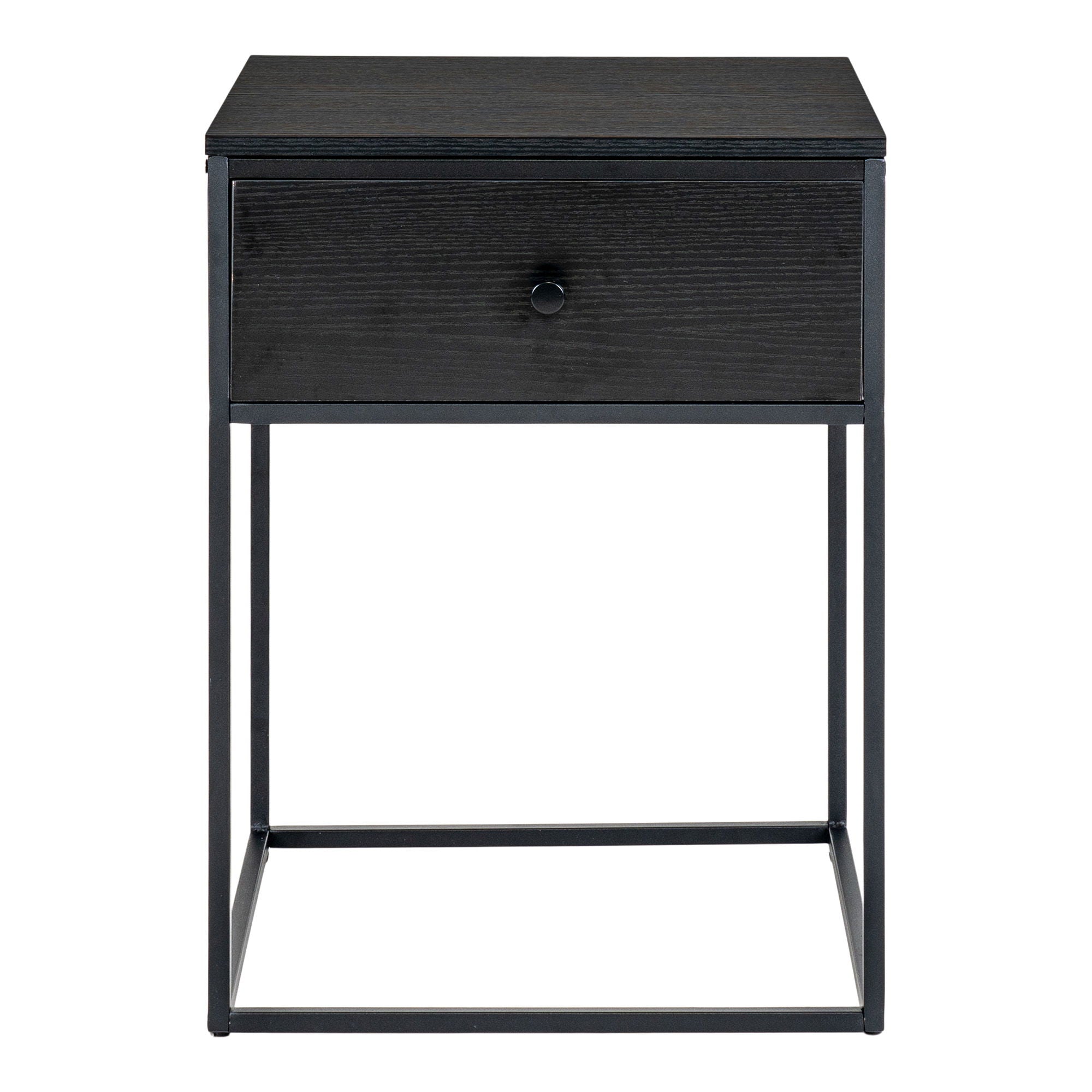 Vita Corner Table - Corner Table, 1 Drawer, Black with Black Frame 40x40x55 cm