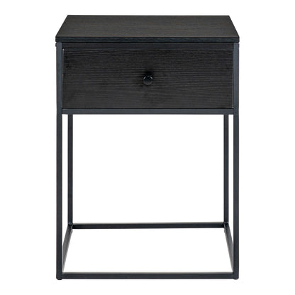 Vita Corner Table - Corner Table, 1 Drawer, Black with Black Frame 40x40x55 cm