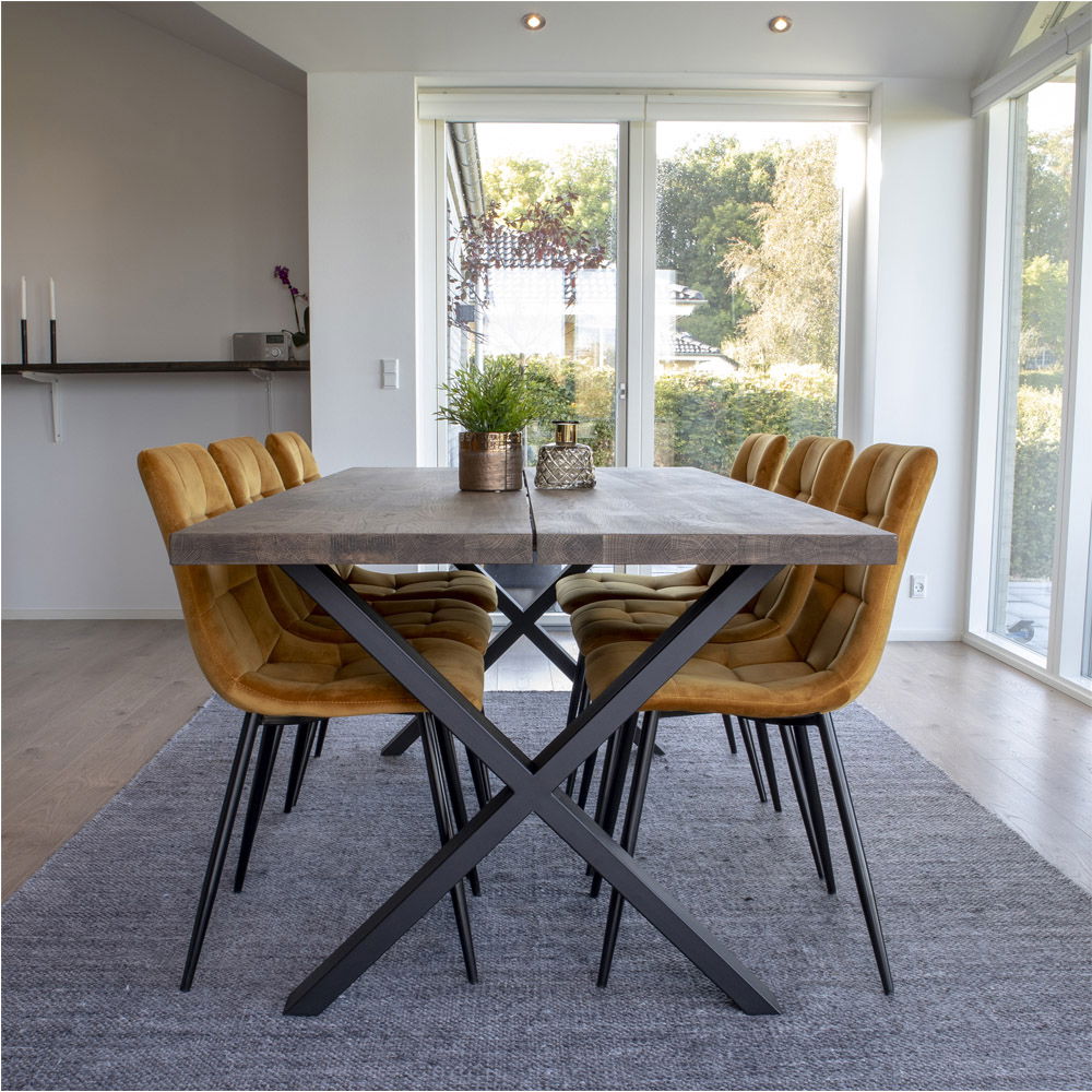 Montpellier Dining table - Dining table, smoked oiled oak with straight edge, prepared for additional plates 95x200xH75 cm