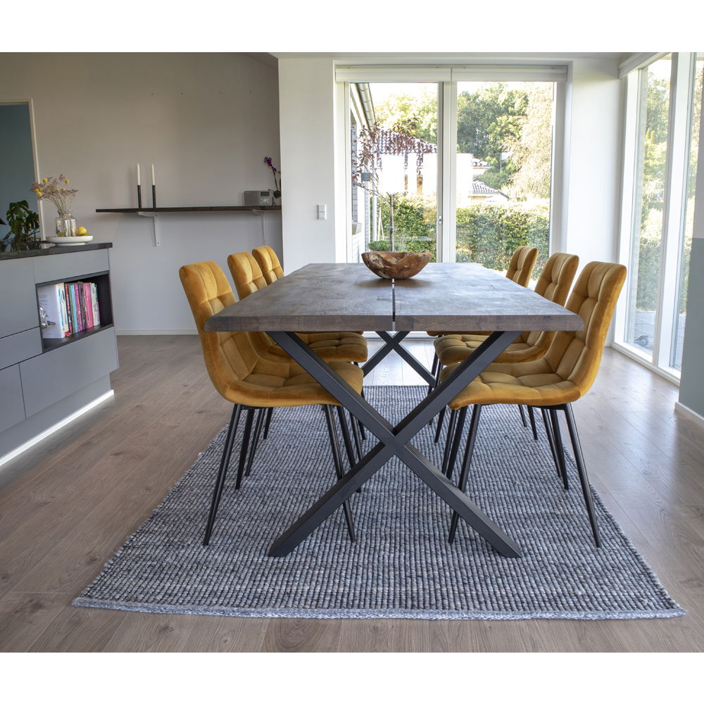 Toulon Dining Table - Dining table, smoked oiled oak with wavy edge, prepared for additional plates 95x200x75cm