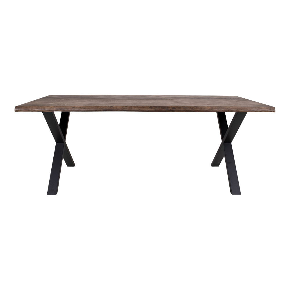 Toulon Dining Table - Dining table, smoked oiled oak with wavy edge, prepared for additional plates 95x200x75cm