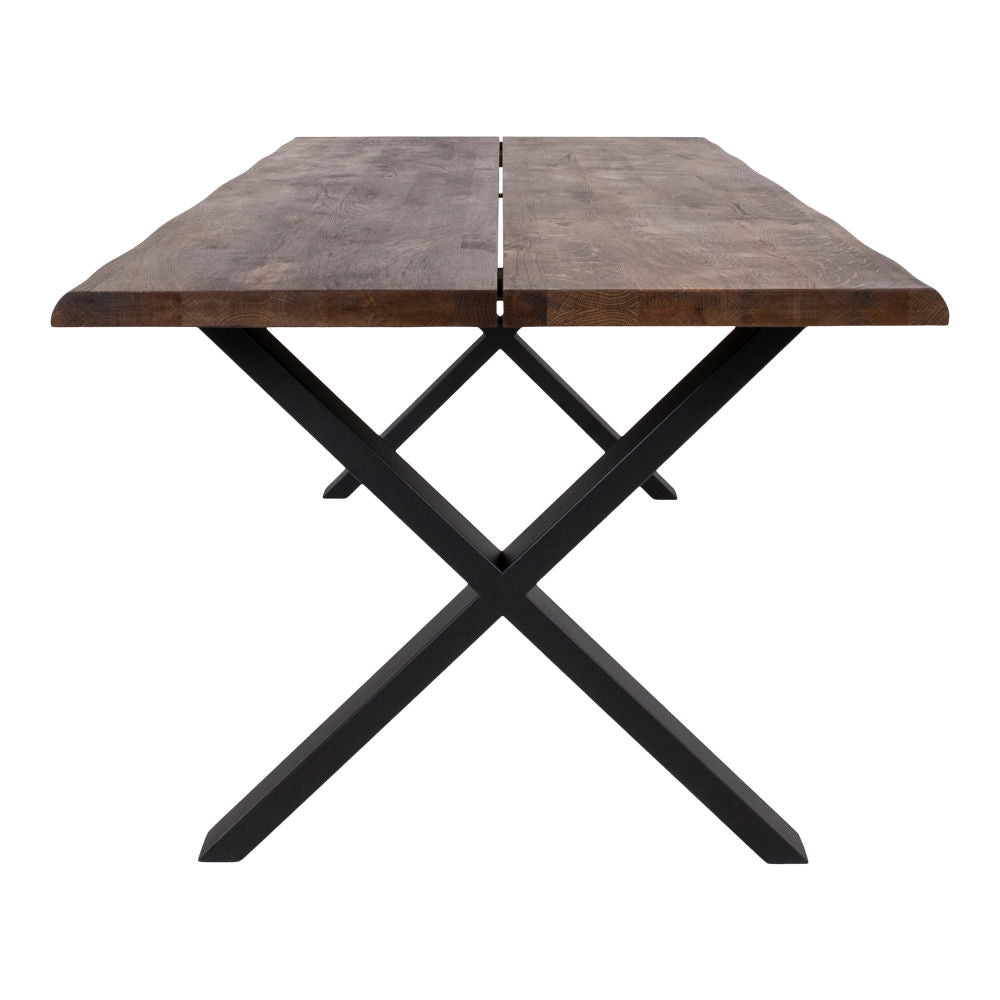 Toulon Dining Table - Dining table, smoked oiled oak with wavy edge, prepared for additional plates 95x200x75cm