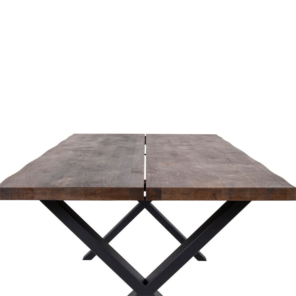 Toulon Dining Table - Dining table, smoked oiled oak with wavy edge, prepared for additional plates 95x200x75cm