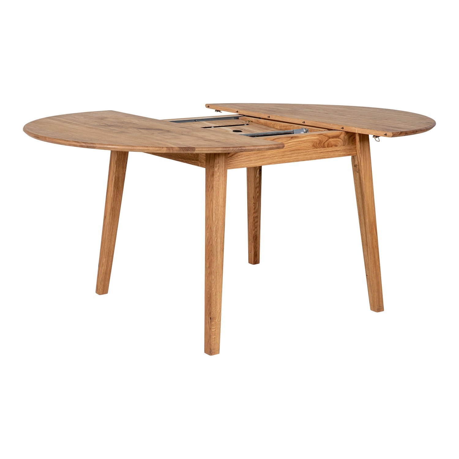 Metz Dining Table - Dining Table, Oiled Oak, built -in additional plate with Butterfly Function Ø118x118-158x75 cm