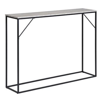 Vita Console table - console table, 1 shelf, travertine look, black frame 110x26x80 cm