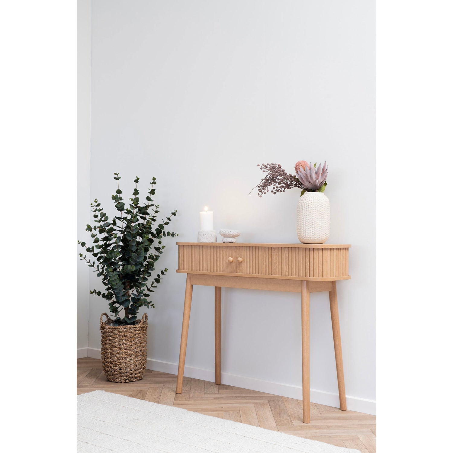 Console table, 2 doors, nature&lt;br&gt;100x30x80 cm