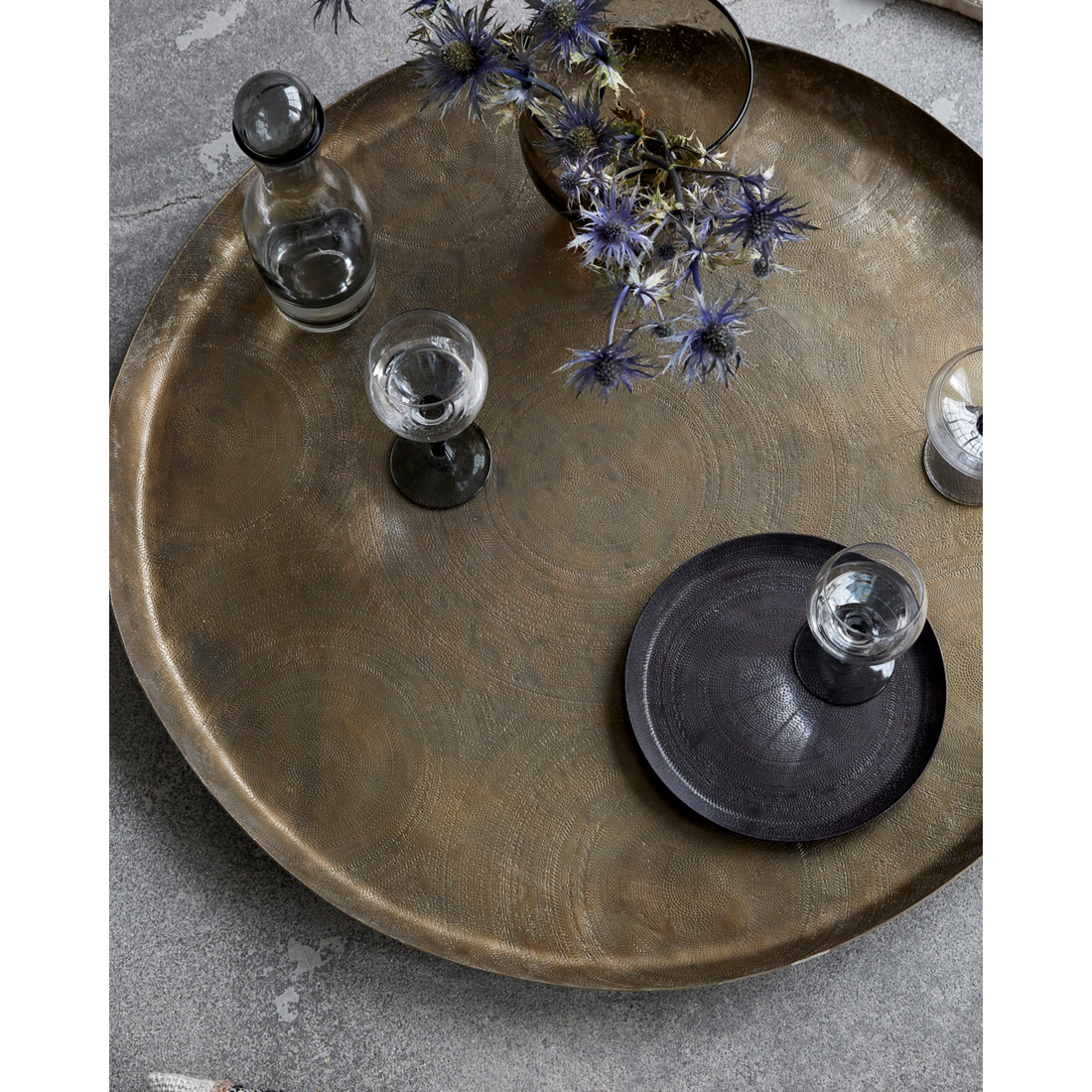 Tray, jhansi, antique brass finish