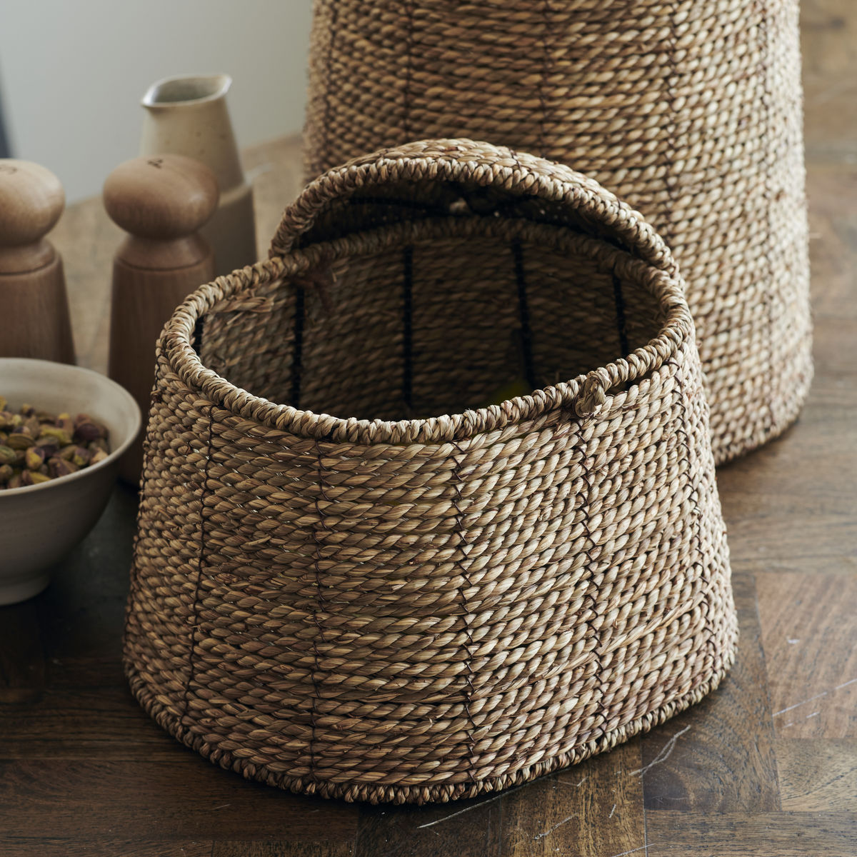 Basket with lid, hdrama, natural