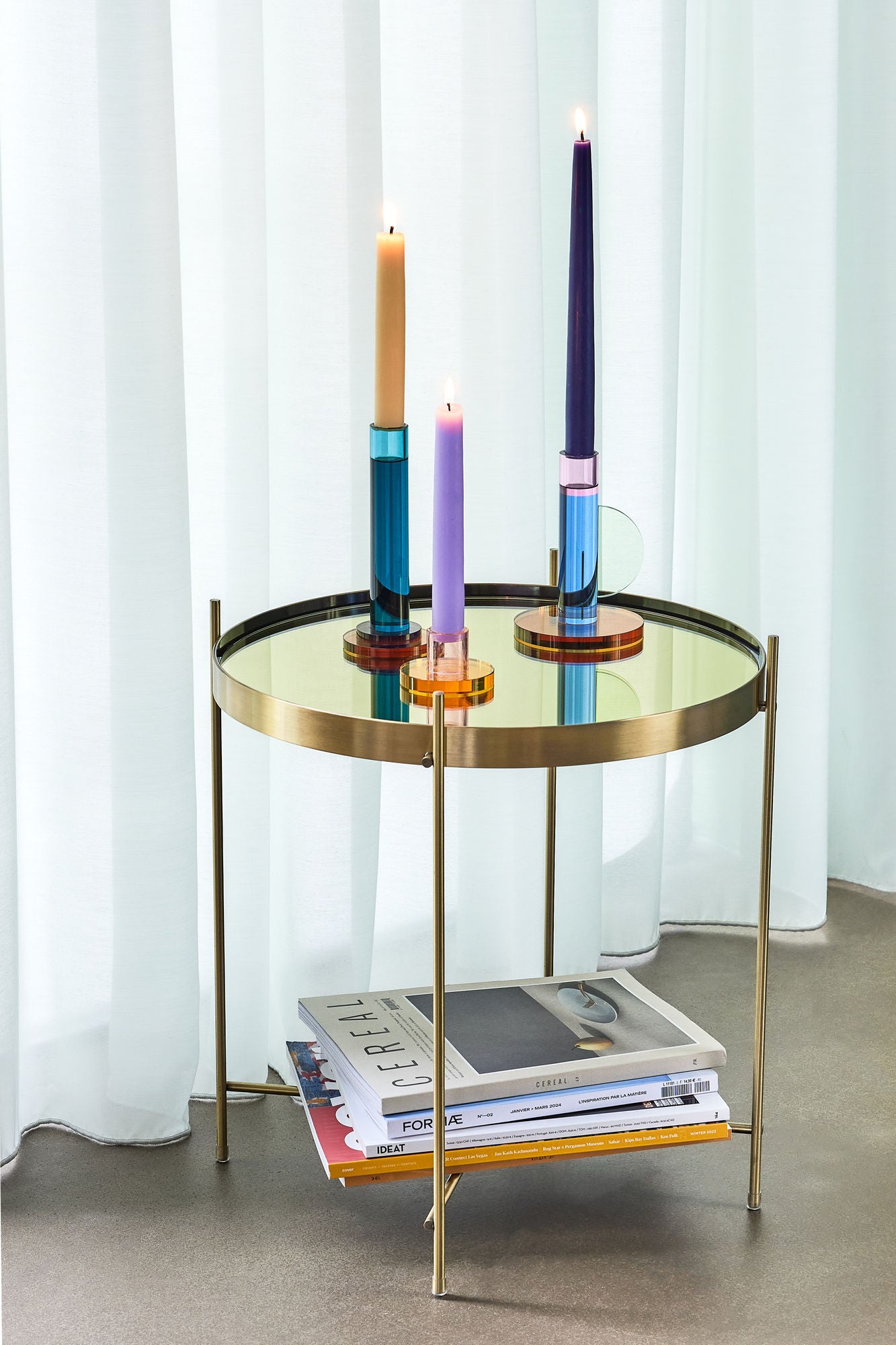 Hübsch Comet candlesticks blue (set of 2)