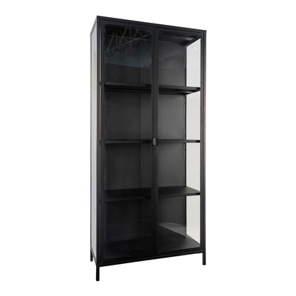 Brisbane display cabinet - display cabinet, black with glass doors