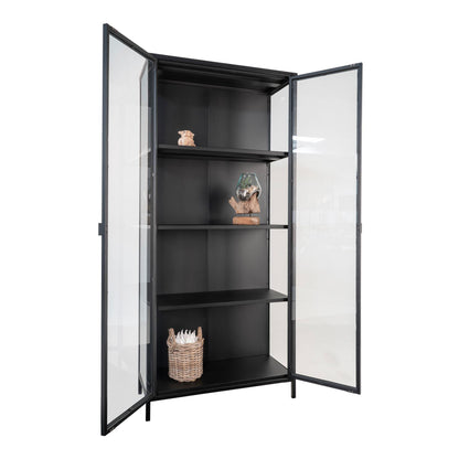 Brisbane display cabinet - display cabinet, black with glass doors