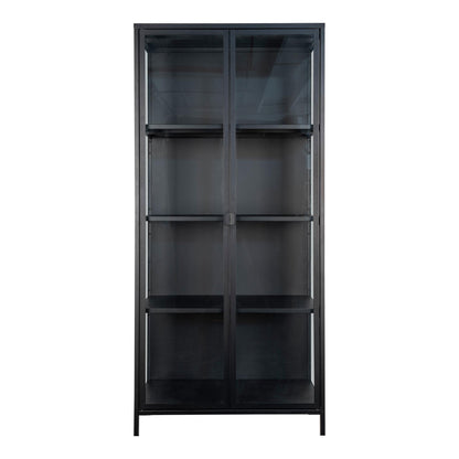 Brisbane display cabinet - display cabinet, black with glass doors