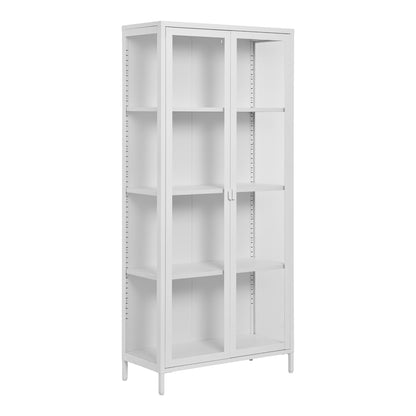 Brisbane display cabinet - display cabinet, 2 glass doors, steel, white 80x35x175 cm