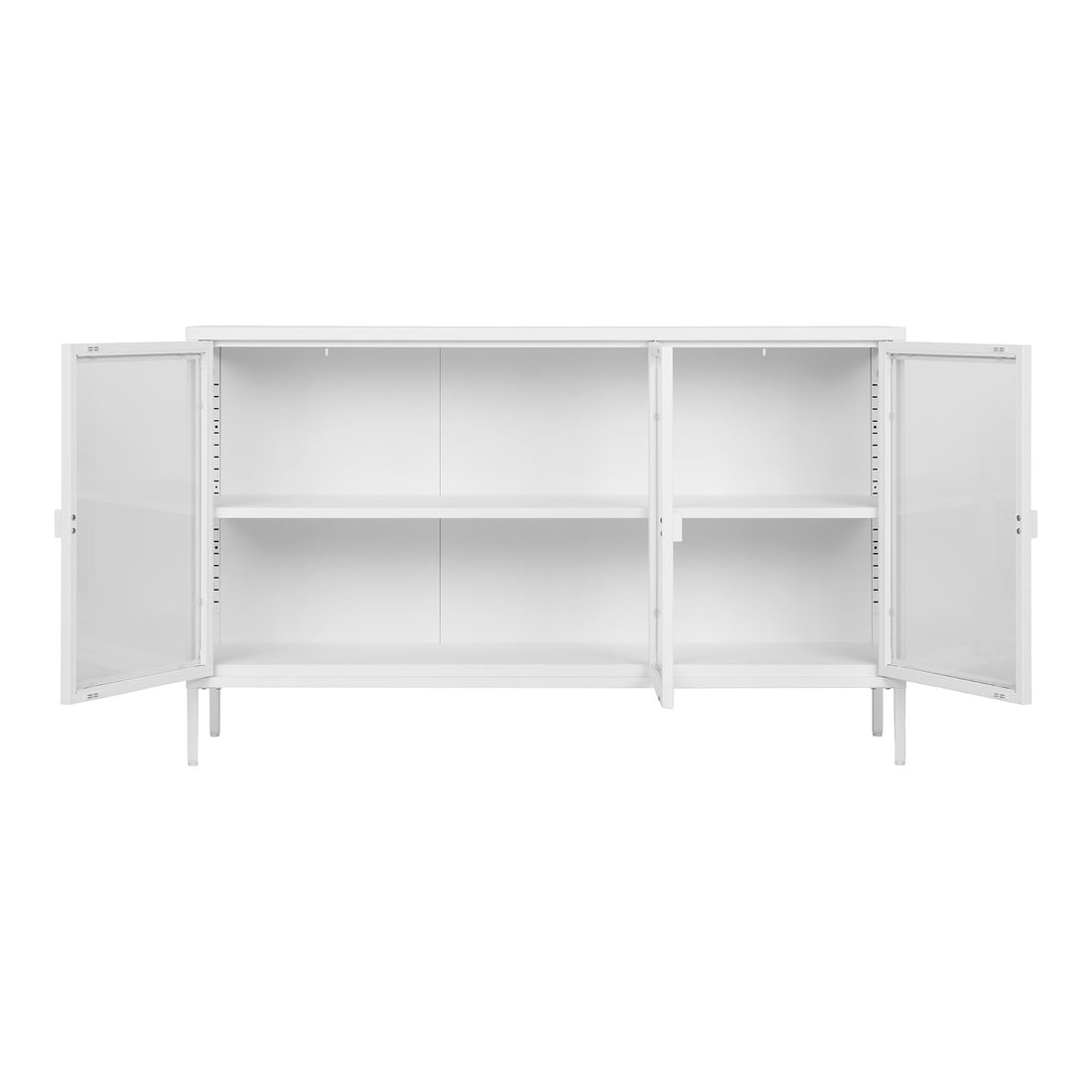 Brisbane sideboard - sideboard, 3 glass doors, steel, white 140x40x85 cm