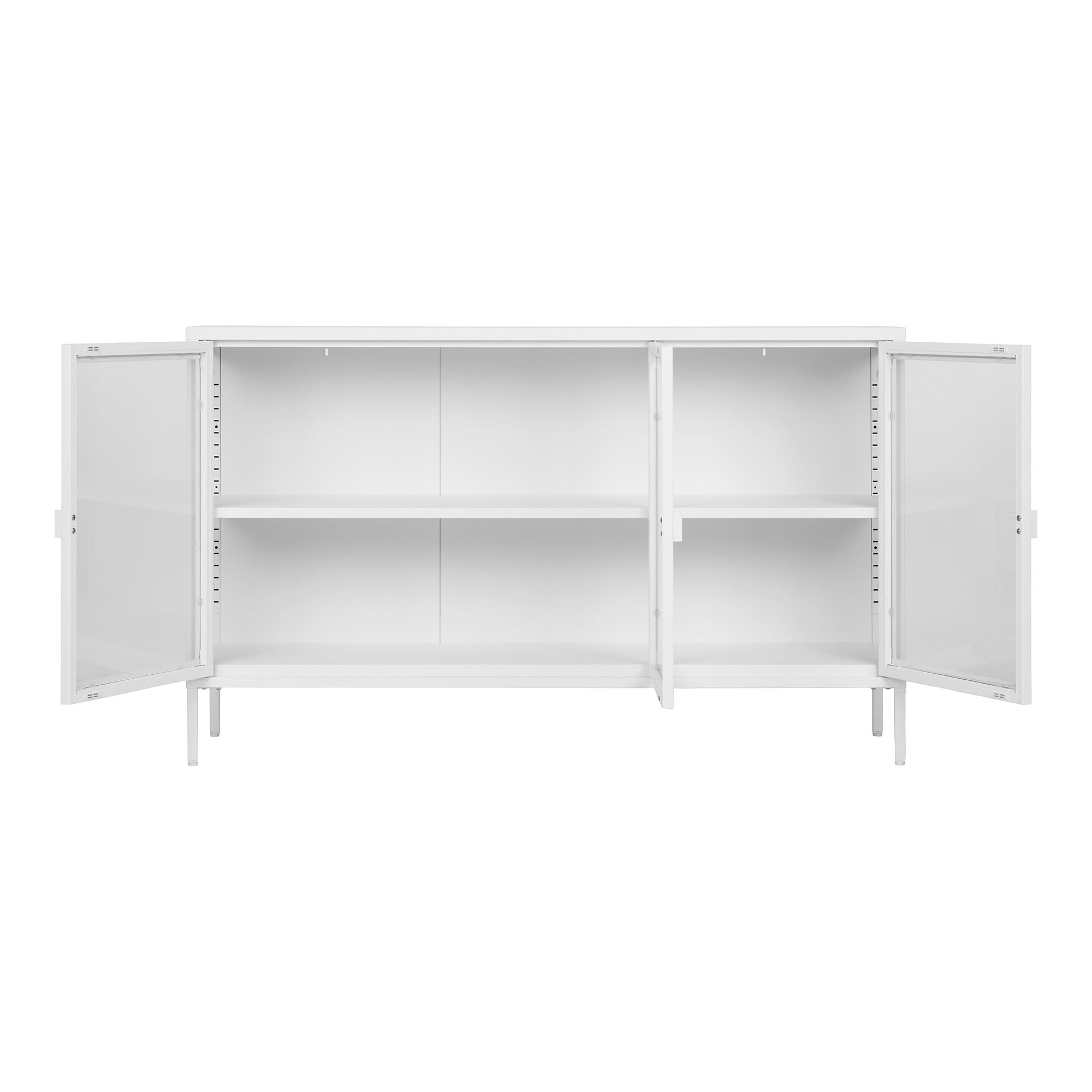 Brisbane sideboard - sideboard, 3 glass doors, steel, white 140x40x85 cm