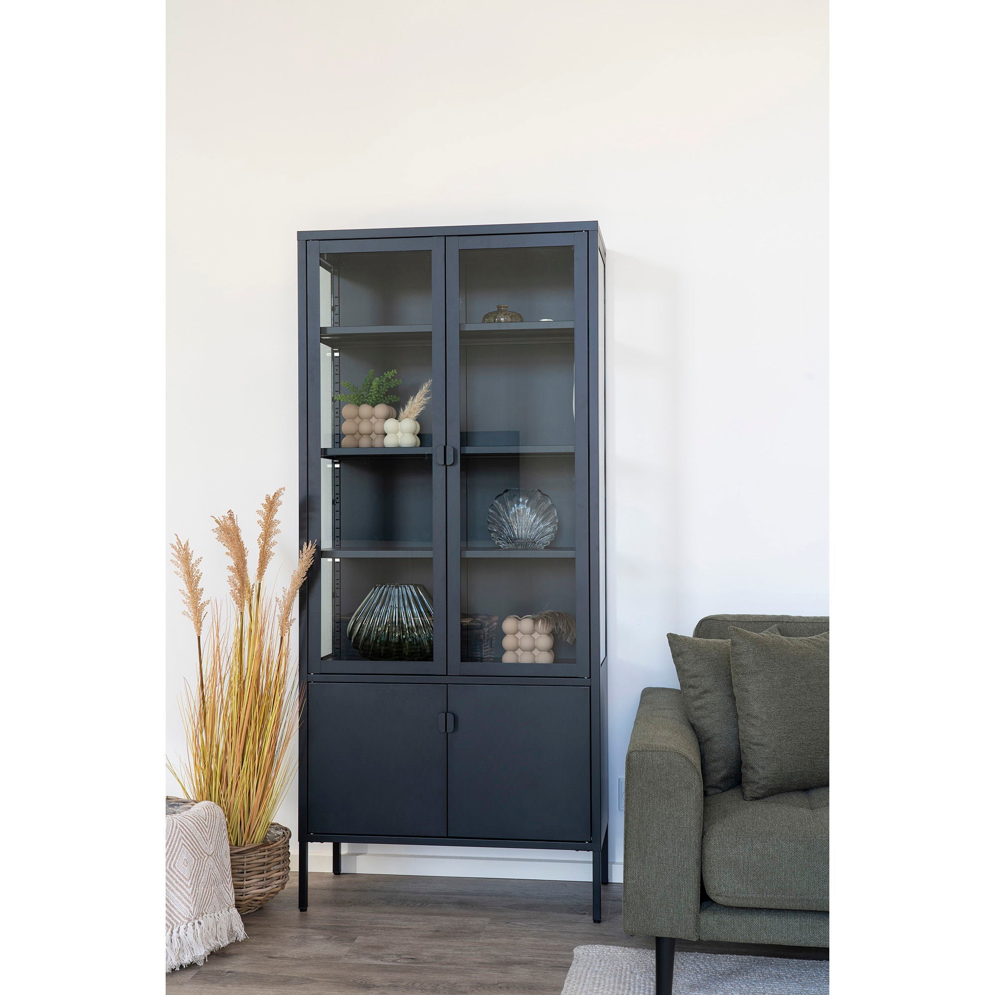 Brisbane display cabinet - display cabinet, black with 4 doors