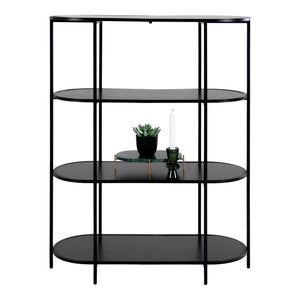 Vita shelf - oval shelf, 4 shelves, black with black frame 85x36x111 cm