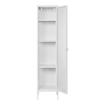 Brisbane narrow display cabinet - narrow display cabinet, 1 glass door, steel, white 40x35x180 cm