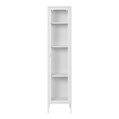 Brisbane narrow display cabinet - narrow display cabinet, 1 glass door, steel, white 40x35x180 cm