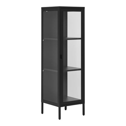 Brisbane narrow display cabinet - narrow display cabinet, 1 glass door, steel, black 40x35x140 cm