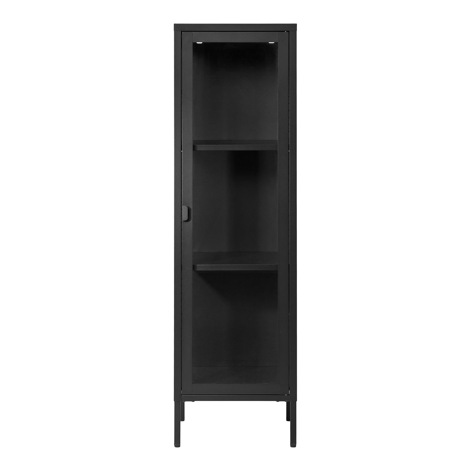 Brisbane narrow display cabinet - narrow display cabinet, 1 glass door, steel, black 40x35x140 cm