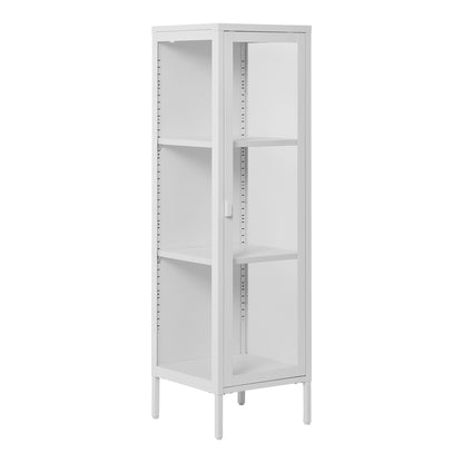 Brisbane narrow display cabinet - narrow display cabinet, 1 glass door, steel, white 40x35x140 cm