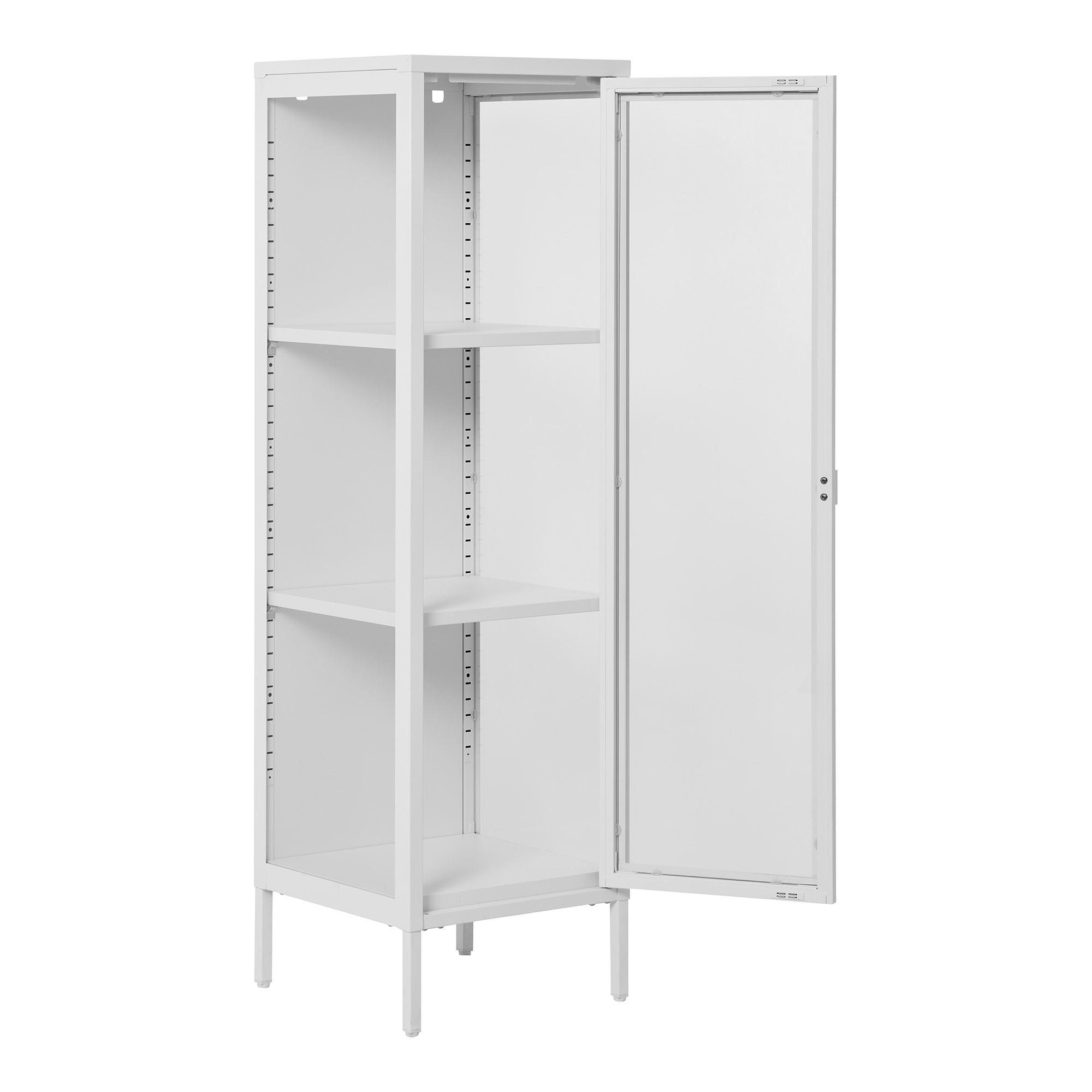 Brisbane narrow display cabinet - narrow display cabinet, 1 glass door, steel, white 40x35x140 cm