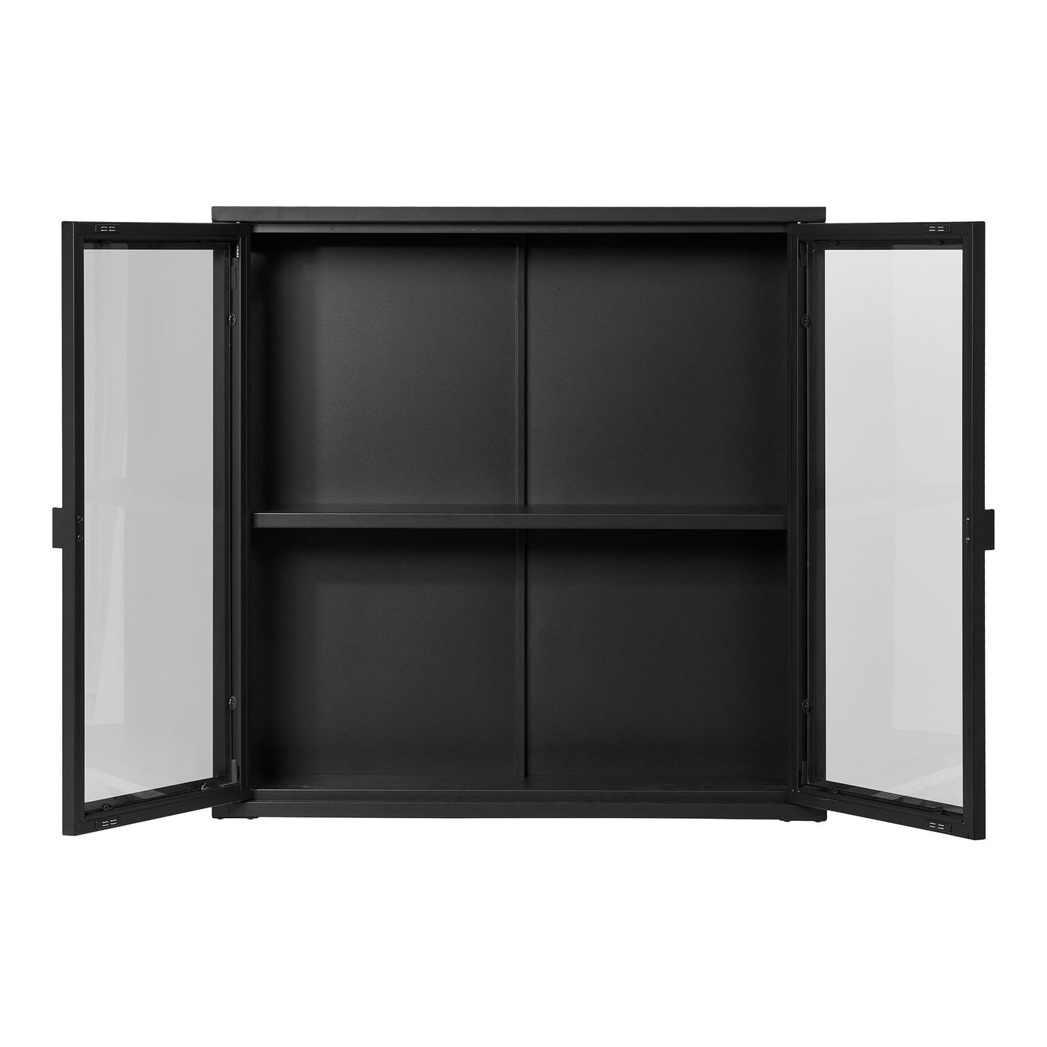 Brisbane Hanging display cabinet - hanging display cabinet, 2 glass doors, steel, black 80x18x80 cm