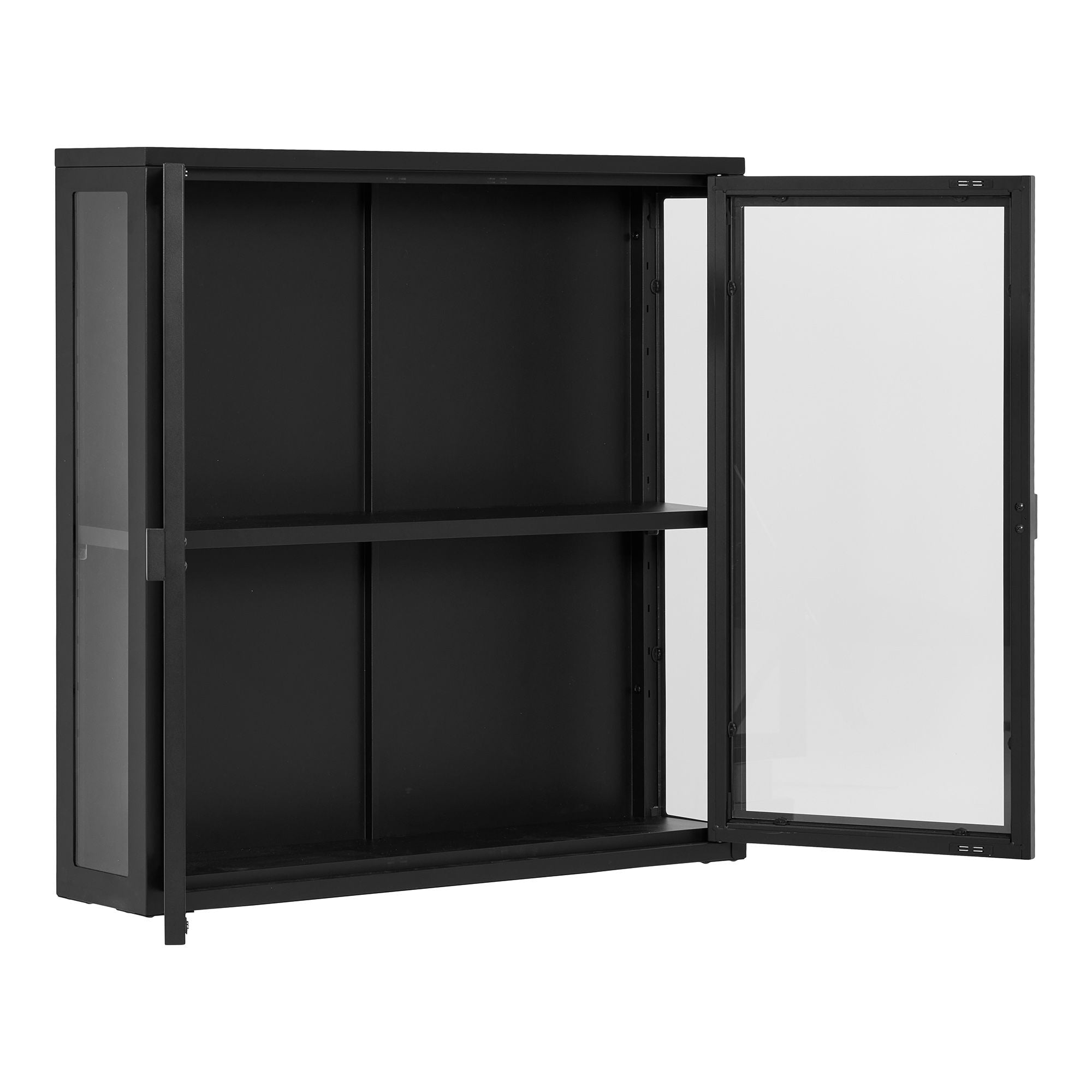 Brisbane Hanging display cabinet - hanging display cabinet, 2 glass doors, steel, black 80x18x80 cm