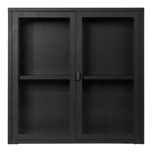 Brisbane Hanging display cabinet - hanging display cabinet, 2 glass doors, steel, black 80x18x80 cm