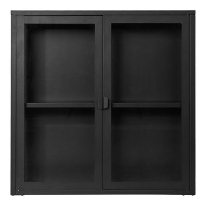 Brisbane Hanging display cabinet - hanging display cabinet, 2 glass doors, steel, black 80x18x80 cm