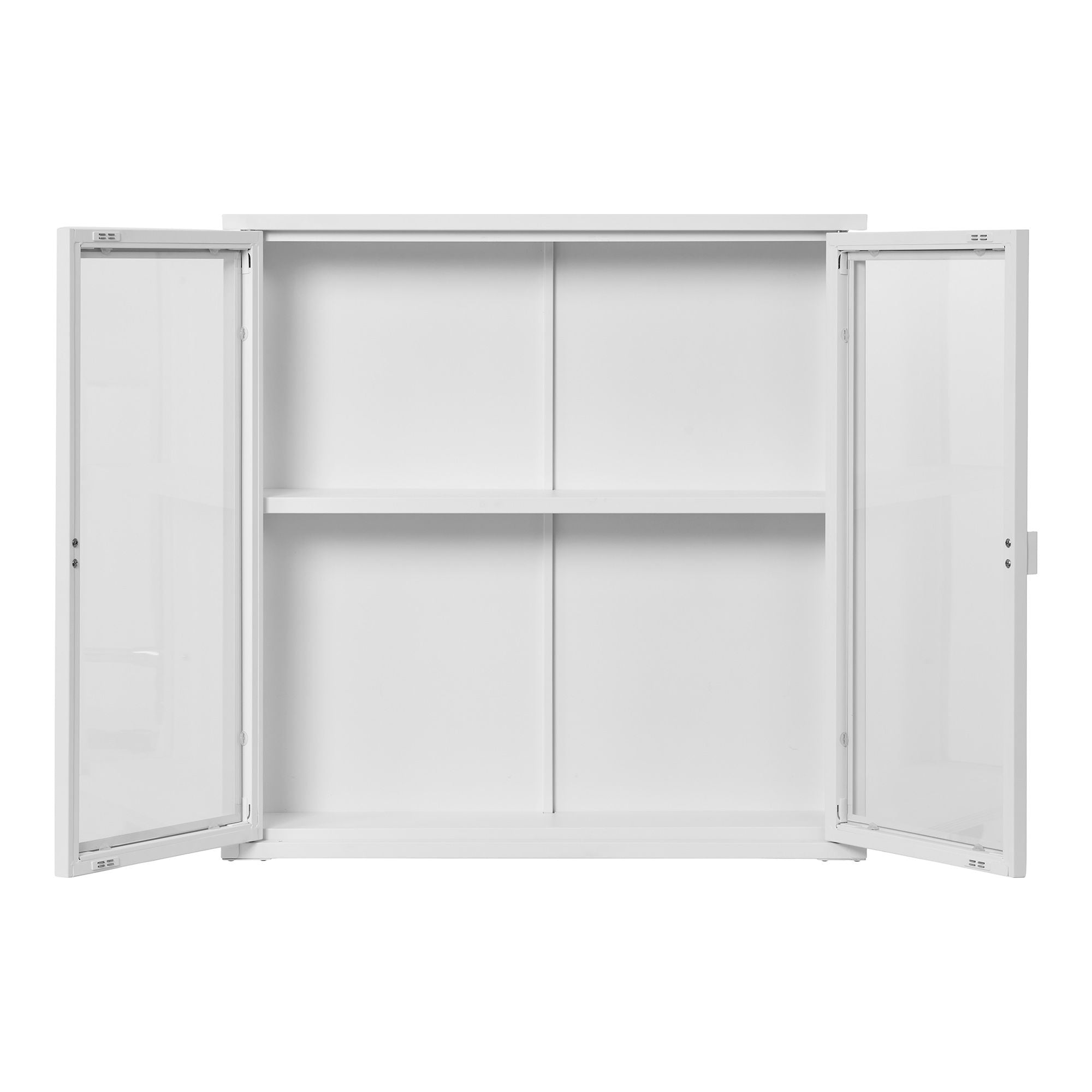 Brisbane Hanging display cabinet - hanging display cabinet, 2 glass doors, steel, white 80x18x80 cm