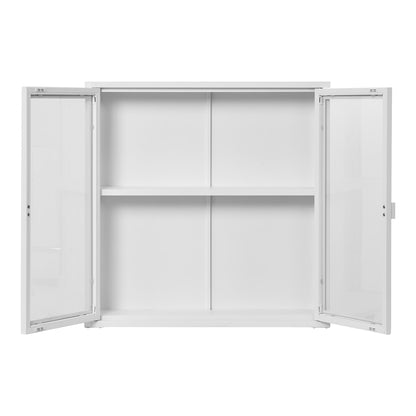 Brisbane Hanging display cabinet - hanging display cabinet, 2 glass doors, steel, white 80x18x80 cm